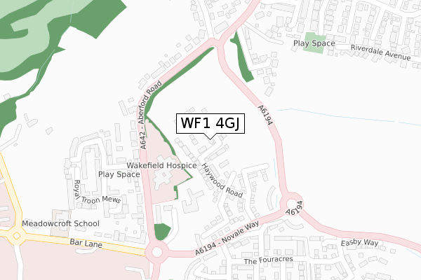 WF1 4GJ map - large scale - OS Open Zoomstack (Ordnance Survey)