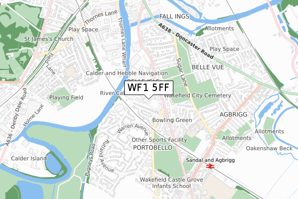 WF1 5FF map - small scale - OS Open Zoomstack (Ordnance Survey) WF1 5FF map - small scale - OS Open Zoomstack (Ordnance Survey)