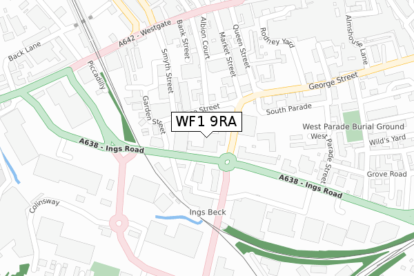 WF1 9RA map - large scale - OS Open Zoomstack (Ordnance Survey)