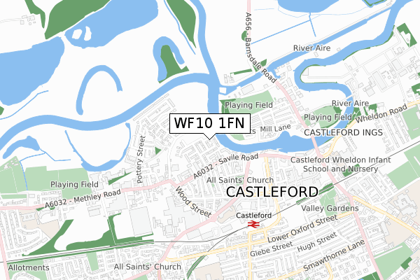 WF10 1FN map - small scale - OS Open Zoomstack (Ordnance Survey)