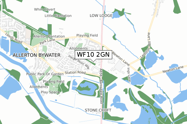 WF10 2GN map - small scale - OS Open Zoomstack (Ordnance Survey)