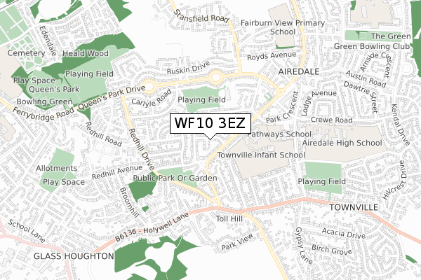 WF10 3EZ map - small scale - OS Open Zoomstack (Ordnance Survey)