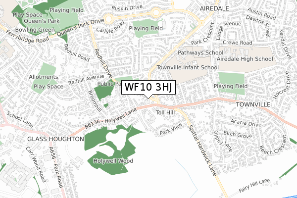 WF10 3HJ map - small scale - OS Open Zoomstack (Ordnance Survey) WF10 3HJ map - small scale - OS Open Zoomstack (Ordnance Survey)