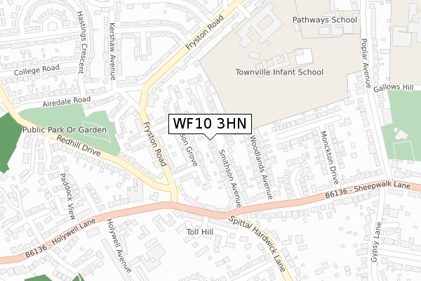 WF10 3HN map - large scale - OS Open Zoomstack (Ordnance Survey)