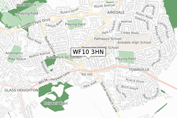 WF10 3HN map - small scale - OS Open Zoomstack (Ordnance Survey)