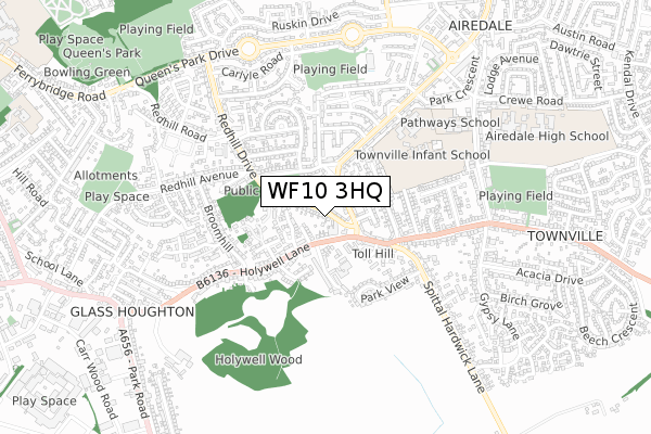 WF10 3HQ map - small scale - OS Open Zoomstack (Ordnance Survey)