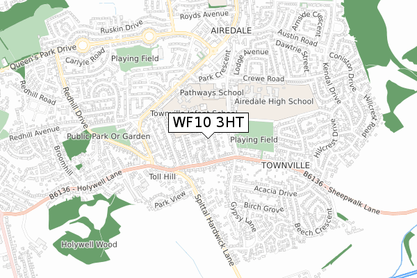 WF10 3HT map - small scale - OS Open Zoomstack (Ordnance Survey)