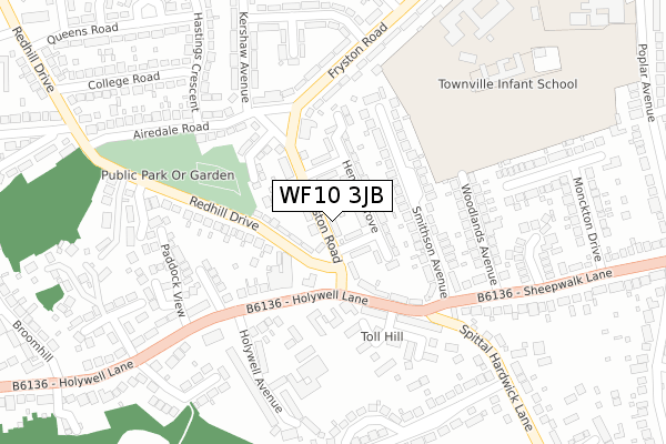 WF10 3JB map - large scale - OS Open Zoomstack (Ordnance Survey)