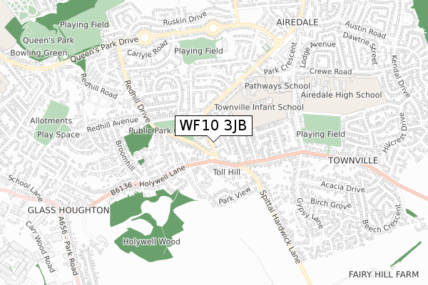 WF10 3JB map - small scale - OS Open Zoomstack (Ordnance Survey)