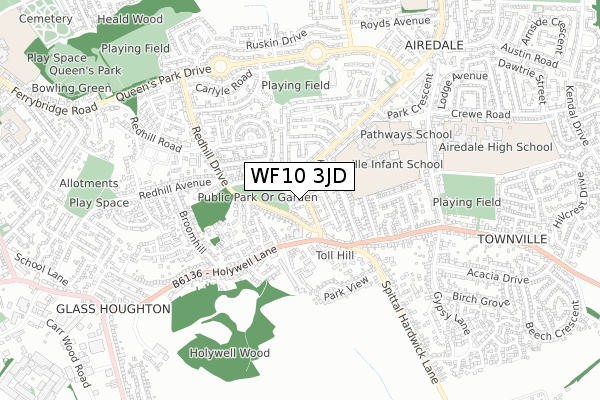 WF10 3JD map - small scale - OS Open Zoomstack (Ordnance Survey)