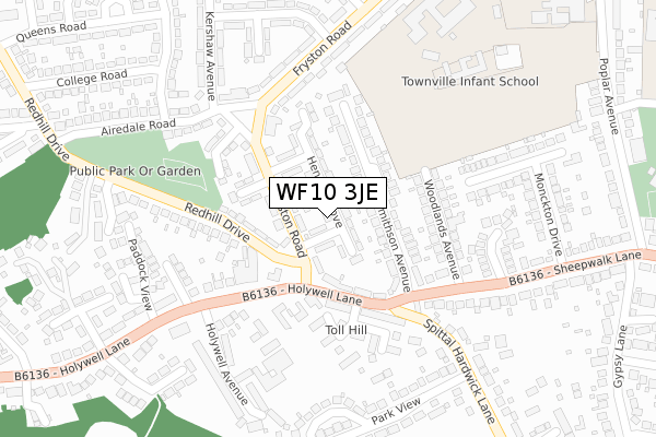 WF10 3JE map - large scale - OS Open Zoomstack (Ordnance Survey)