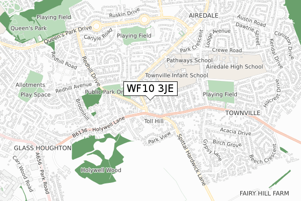 WF10 3JE map - small scale - OS Open Zoomstack (Ordnance Survey)