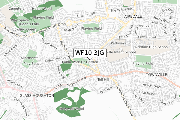 WF10 3JG map - small scale - OS Open Zoomstack (Ordnance Survey)