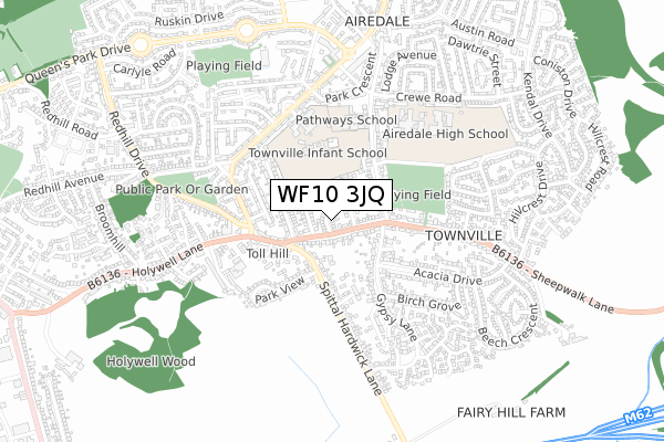 WF10 3JQ map - small scale - OS Open Zoomstack (Ordnance Survey)