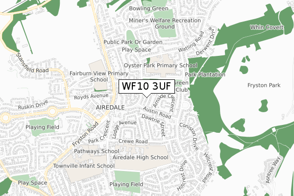 WF10 3UF map - small scale - OS Open Zoomstack (Ordnance Survey) WF10 3UF map - small scale - OS Open Zoomstack (Ordnance Survey)