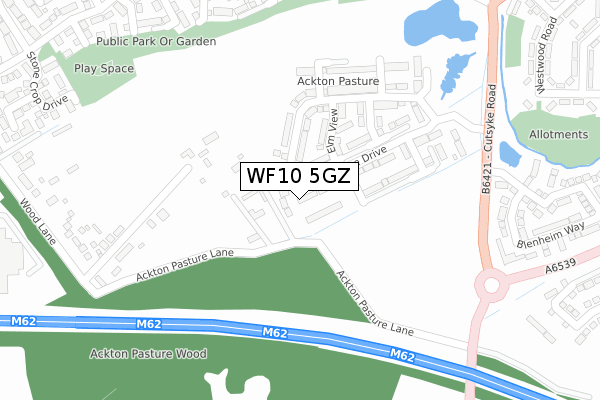 WF10 5GZ map - large scale - OS Open Zoomstack (Ordnance Survey)