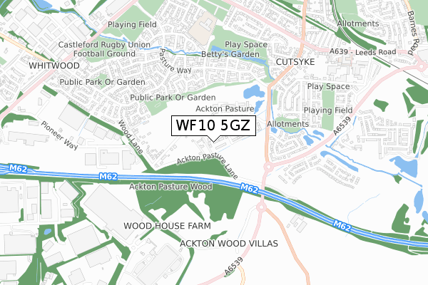 WF10 5GZ map - small scale - OS Open Zoomstack (Ordnance Survey)