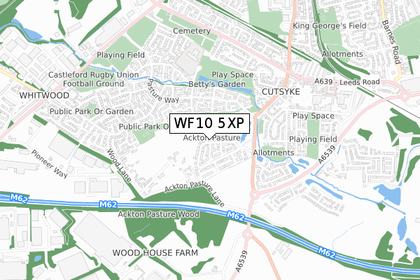 WF10 5XP map - small scale - OS Open Zoomstack (Ordnance Survey)