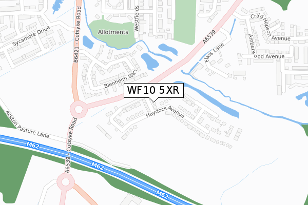WF10 5XR map - large scale - OS Open Zoomstack (Ordnance Survey)