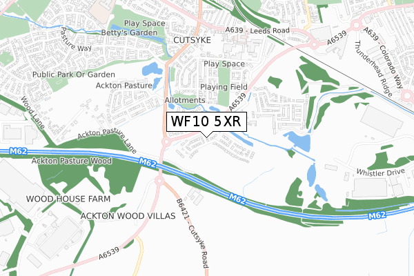 WF10 5XR map - small scale - OS Open Zoomstack (Ordnance Survey)
