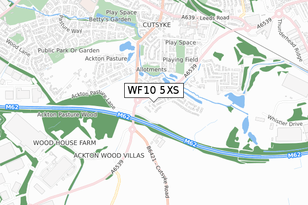 WF10 5XS map - small scale - OS Open Zoomstack (Ordnance Survey)