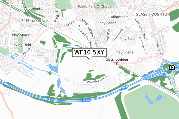 WF10 5XY map - small scale - OS Open Zoomstack (Ordnance Survey)