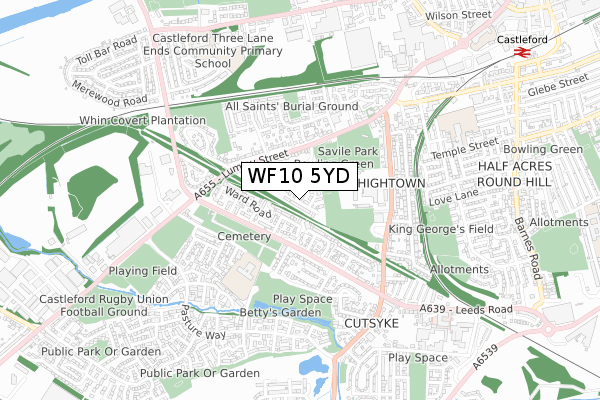 WF10 5YD map - small scale - OS Open Zoomstack (Ordnance Survey)