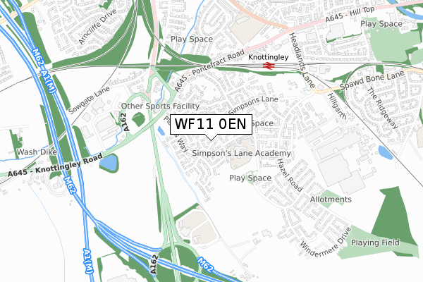 WF11 0EN map - small scale - OS Open Zoomstack (Ordnance Survey)