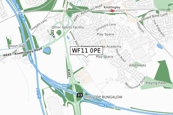 WF11 0PE map - small scale - OS Open Zoomstack (Ordnance Survey)
