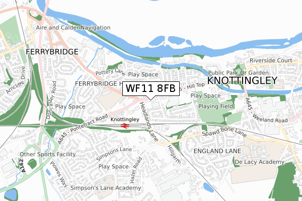 WF11 8FB map - small scale - OS Open Zoomstack (Ordnance Survey)