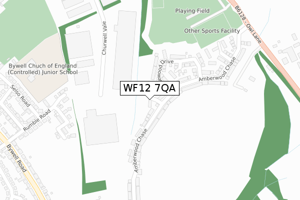 WF12 7QA map - large scale - OS Open Zoomstack (Ordnance Survey)