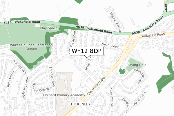 WF12 8DP map - large scale - OS Open Zoomstack (Ordnance Survey)