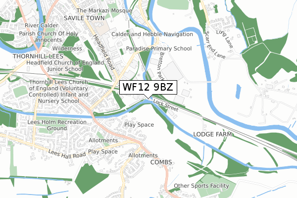 WF12 9BZ map - small scale - OS Open Zoomstack (Ordnance Survey)