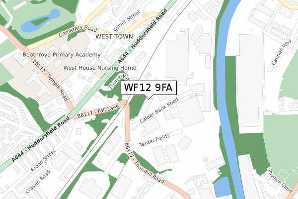 WF12 9FA map - large scale - OS Open Zoomstack (Ordnance Survey)