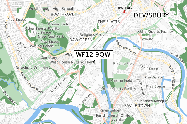 WF12 9QW map - small scale - OS Open Zoomstack (Ordnance Survey) WF12 9QW map - small scale - OS Open Zoomstack (Ordnance Survey)
