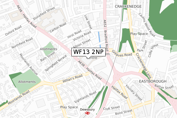 WF13 2NP map - large scale - OS Open Zoomstack (Ordnance Survey)