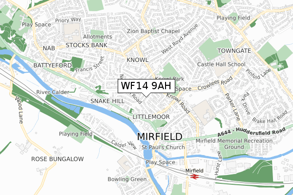WF14 9AH map - small scale - OS Open Zoomstack (Ordnance Survey) WF14 9AH map - small scale - OS Open Zoomstack (Ordnance Survey)