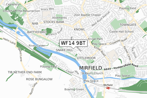 WF14 9BT map - small scale - OS Open Zoomstack (Ordnance Survey) WF14 9BT map - small scale - OS Open Zoomstack (Ordnance Survey)