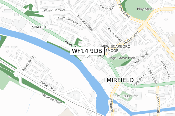 WF14 9DB map - large scale - OS Open Zoomstack (Ordnance Survey)