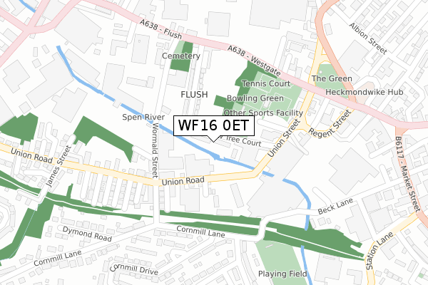 WF16 0ET map - large scale - OS Open Zoomstack (Ordnance Survey)