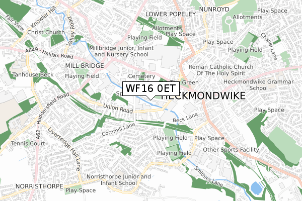 WF16 0ET map - small scale - OS Open Zoomstack (Ordnance Survey)
