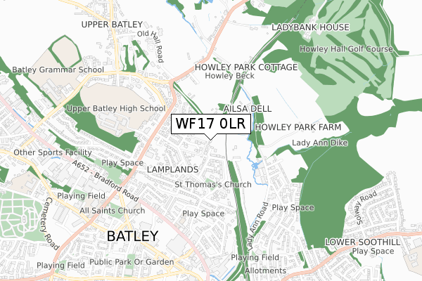 WF17 0LR map - small scale - OS Open Zoomstack (Ordnance Survey)