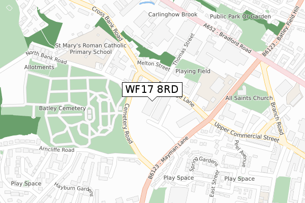 WF17 8RD map - large scale - OS Open Zoomstack (Ordnance Survey)