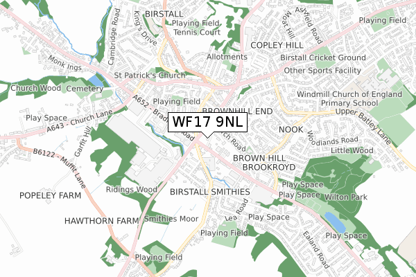 WF17 9NL map - small scale - OS Open Zoomstack (Ordnance Survey) WF17 9NL map - small scale - OS Open Zoomstack (Ordnance Survey)