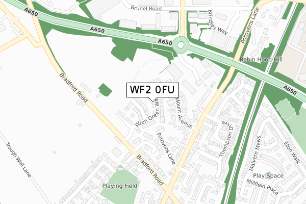 WF2 0FU map - large scale - OS Open Zoomstack (Ordnance Survey)