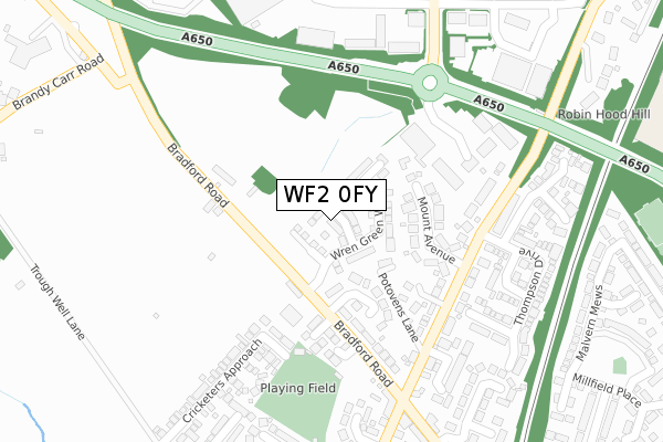 WF2 0FY map - large scale - OS Open Zoomstack (Ordnance Survey)