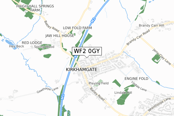 WF2 0GY map - small scale - OS Open Zoomstack (Ordnance Survey) WF2 0GY map - small scale - OS Open Zoomstack (Ordnance Survey)