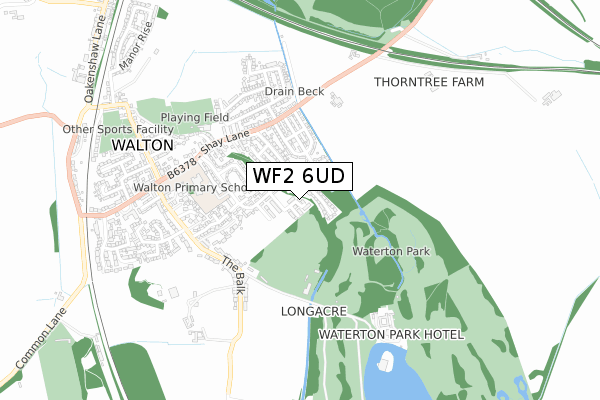 WF2 6UD map - small scale - OS Open Zoomstack (Ordnance Survey)