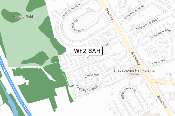 WF2 8AH map - large scale - OS Open Zoomstack (Ordnance Survey)