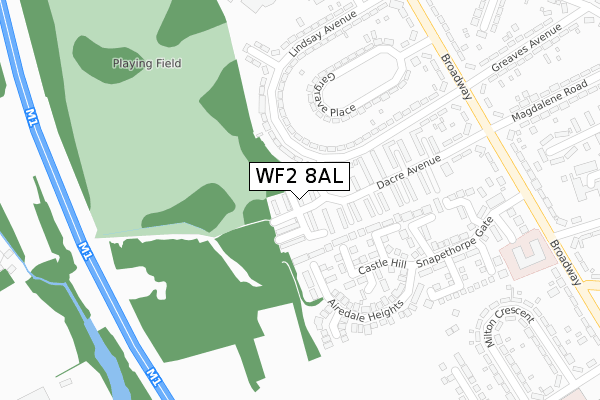 WF2 8AL map - large scale - OS Open Zoomstack (Ordnance Survey)